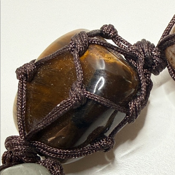 Bohemian Multicolor netted Gemstone Beaded Bracelet big rocks suncatcher - Picture 6 of 12